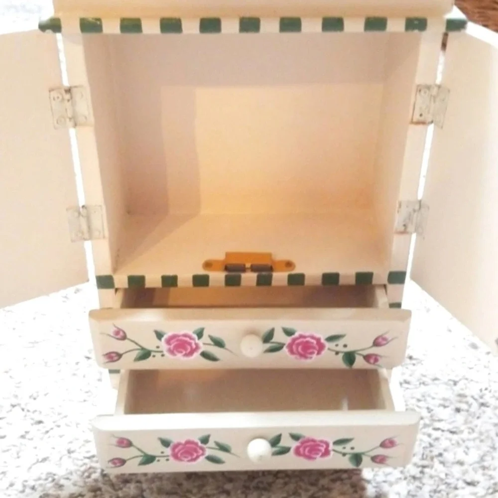 Floral jewelry armoire cottage shabby chic jewelry box